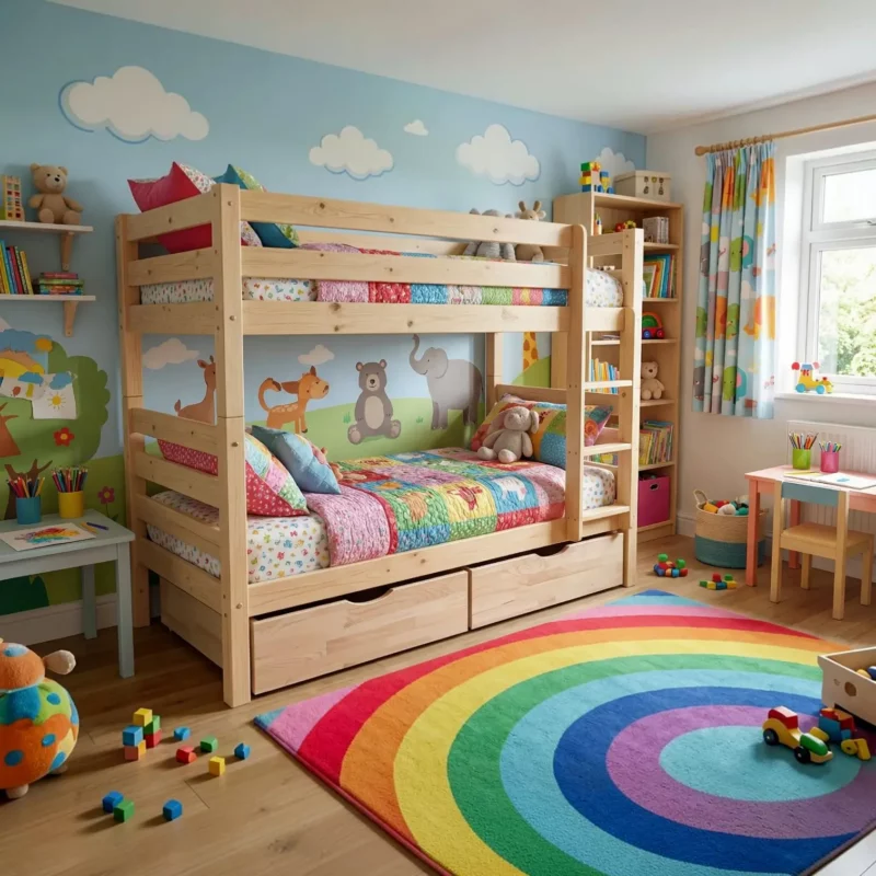 Bett Holzschubladen Solani Box Kiefer