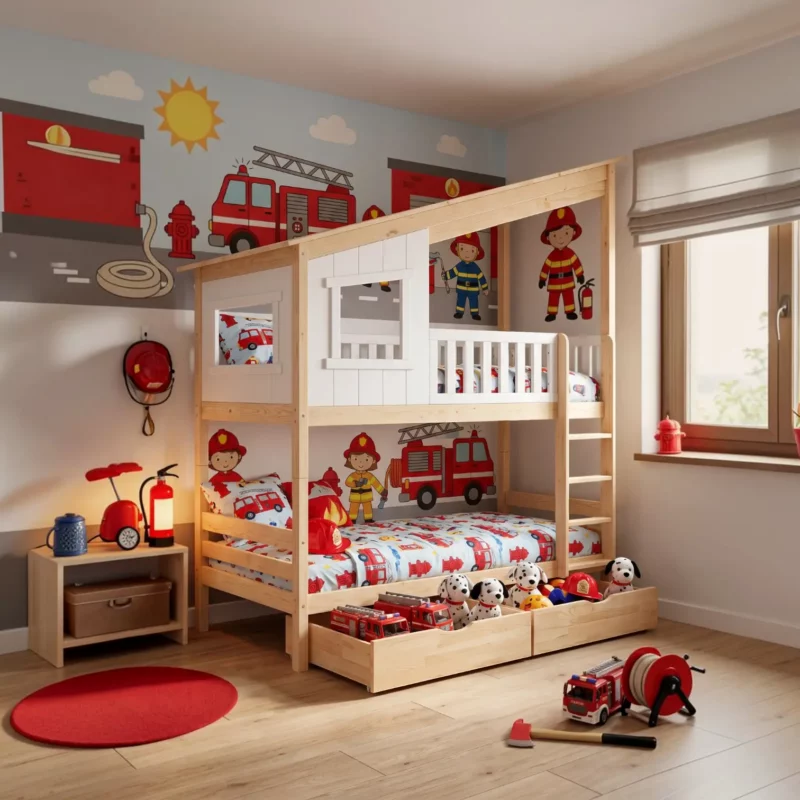 Bett Holzschubladen Solani Box Kiefer - nachher