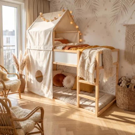 IKEA KURA Bett Hausbett Dach Starlight Plus aus Holz