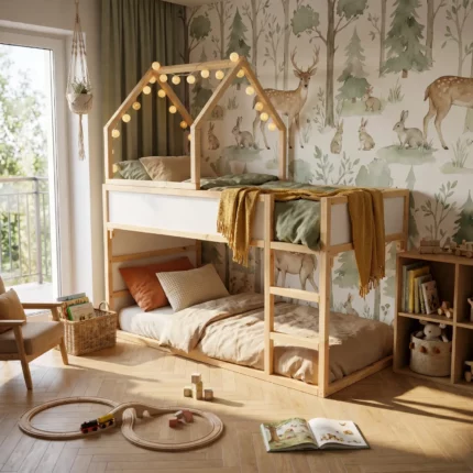 IKEA KURA Bett Hausbett Dach Starlight Plus aus Holz