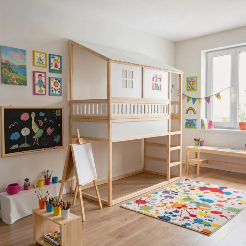 IKEA KURA Bett Hausbett mit Fenstern Little Mountain Plus - nachher