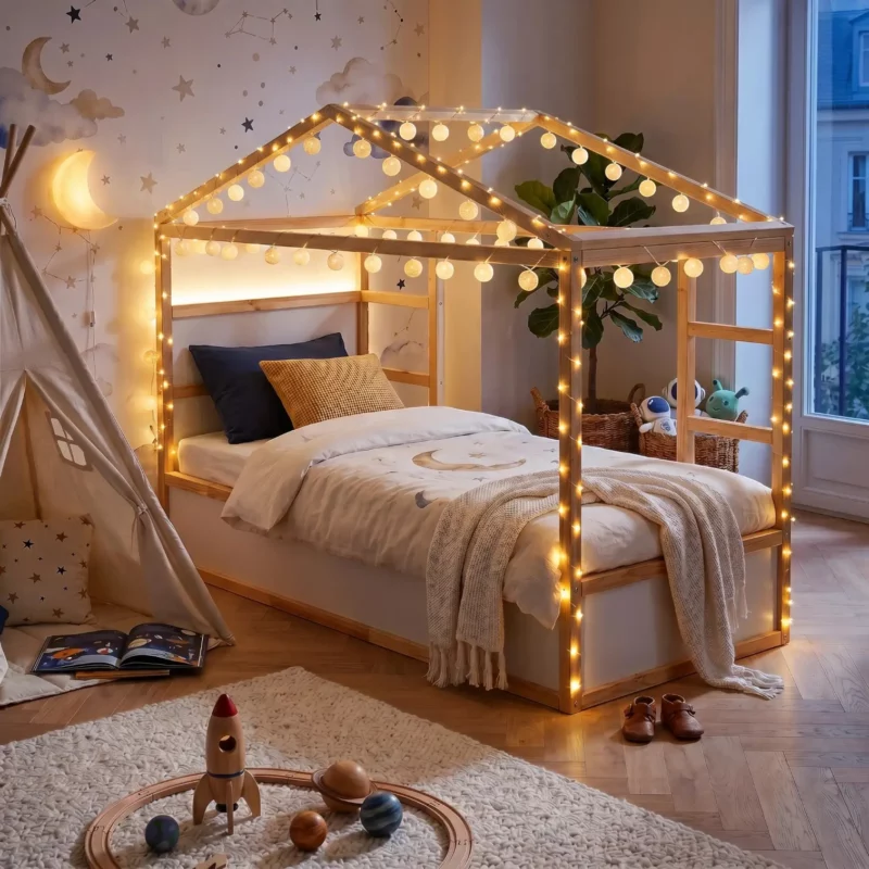 IKEA KURA Bett Hausdach Kinderbett Scandinavian Cliff Standard - nachher