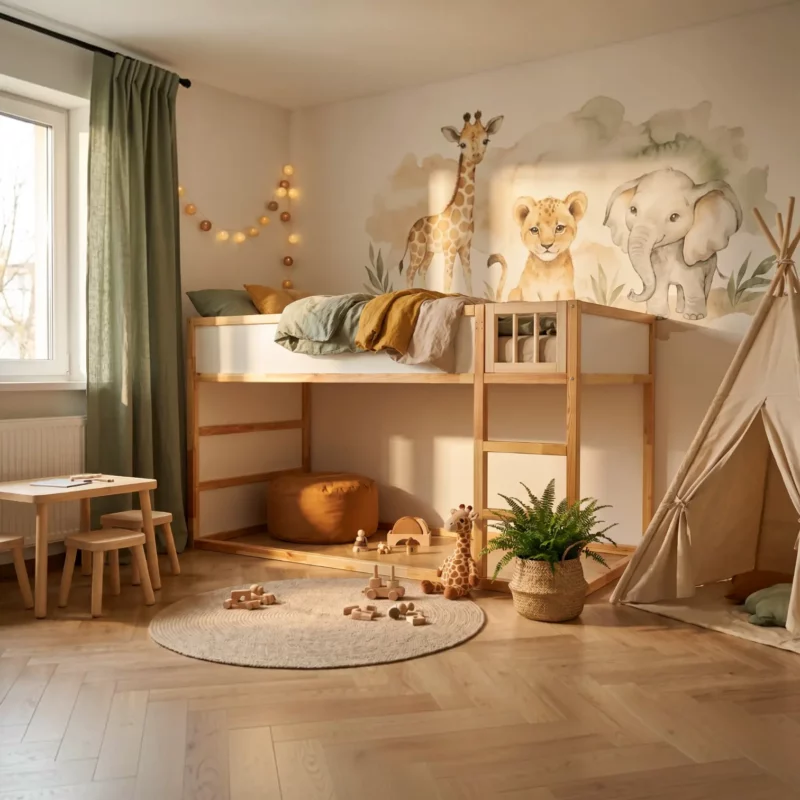 IKEA KURA Bett Holztür MUMU MINI - nachher