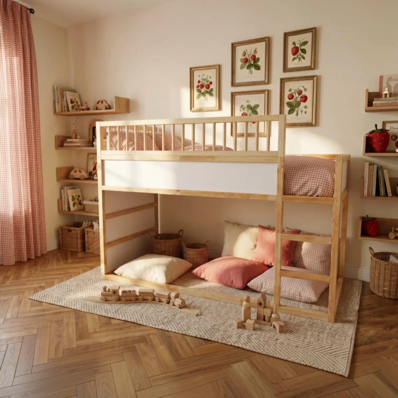 IKEA KURA Bett Obere Absturzsicherung RONA DUO 165×90 mit runden Holzsprossen
