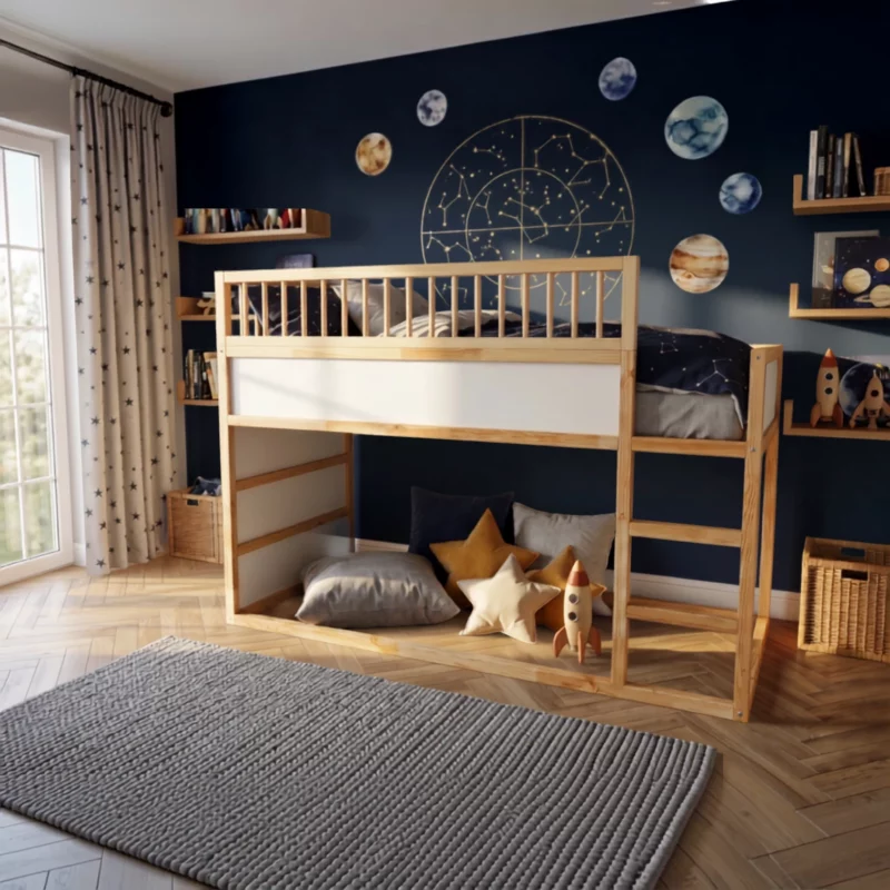 IKEA KURA Bett Obere Absturzsicherung RONA DUO 165×90 mit runden Holzsprossen