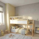 IKEA KURA Bett Obere Absturzsicherung RONA DUO 165×90 mit runden Holzsprossen