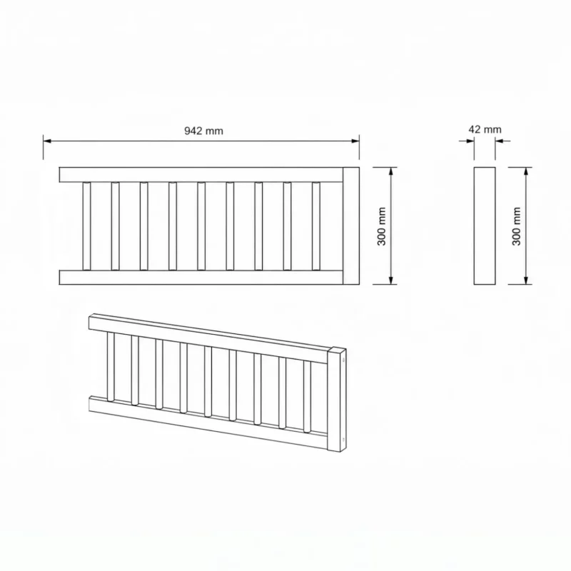IKEA KURA Bett Obere Absturzsicherung RONA DUO 165×90 mit runden Holzsprossen - scheme