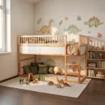 IKEA KURA Bett Obere Absturzsicherung RONA TRE 90×165×90 mit runden Holzsprossen
