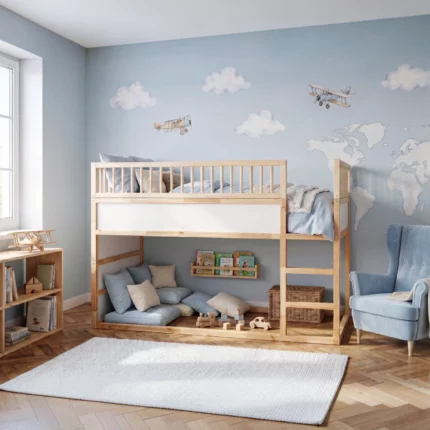 IKEA KURA Bett Obere Absturzsicherung RONA TRE 90×165×90 mit runden Holzsprossen