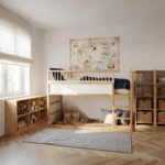 IKEA KURA Bett Obere Absturzsicherung RONA TRE 90×165×90 mit runden Holzsprossen
