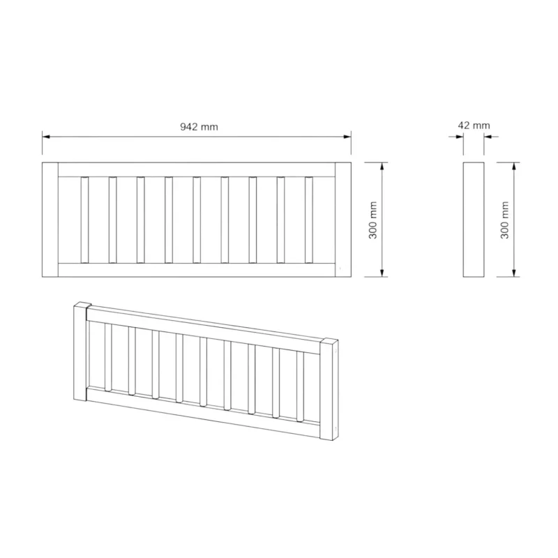 IKEA KURA Bett Obere Absturzsicherung RONA TRE 90×165×90 mit runden Holzsprossen - scheme