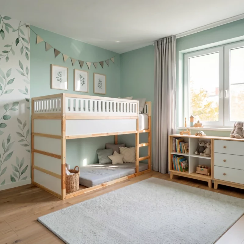 IKEA KURA Bett Obere Absturzsicherung VILO TRE 90×165×90 aus Holz und MDF