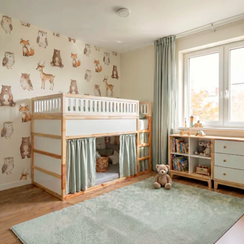 IKEA KURA Bett Obere Absturzsicherung VILO TRE 90×165×90 aus Holz und MDF