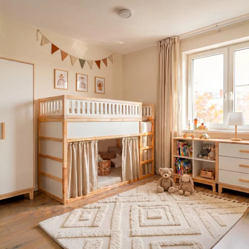 IKEA KURA Bett Obere Absturzsicherung VILO TRE 90×165×90 aus Holz und MDF