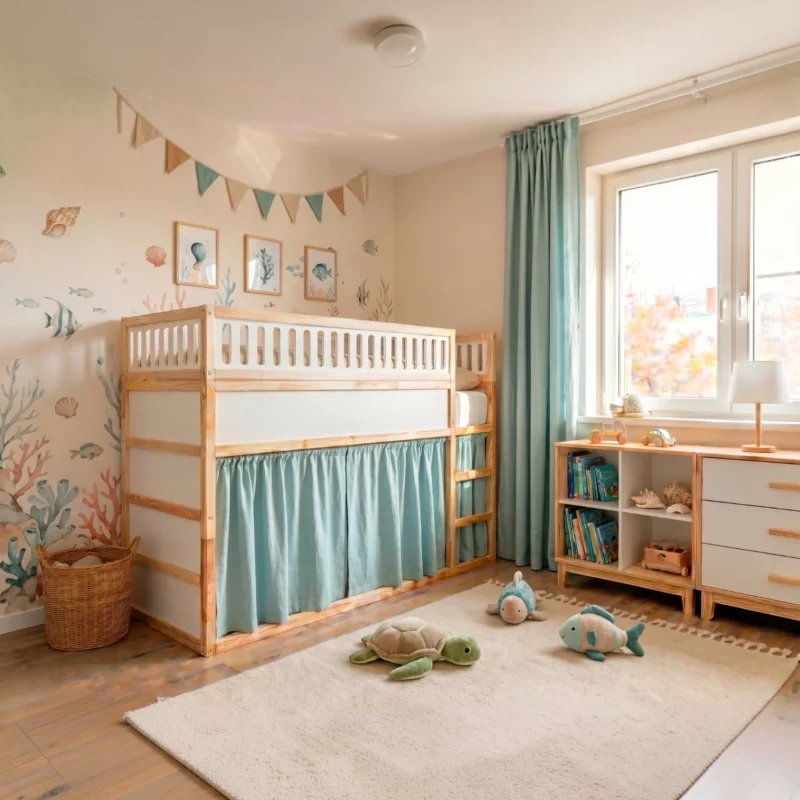 IKEA KURA Bett Obere Absturzsicherung VILO TRE 90×165×90 aus Holz und MDF