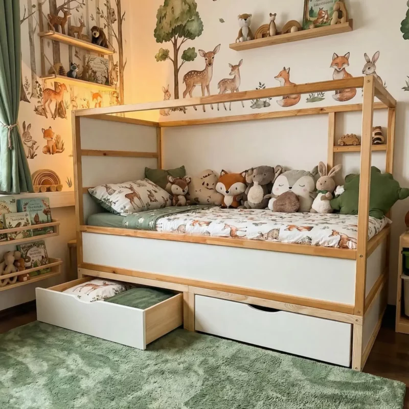 IKEA KURA Bett Podest mit 2 Schubladen NestUp Storage Weiße Front