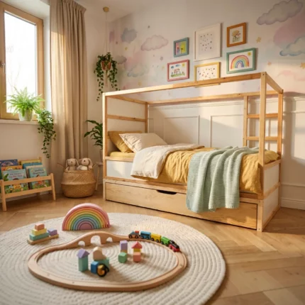 IKEA KURA Bett Podest mit extra großer Schublade NestUp Storage XL Naturholz