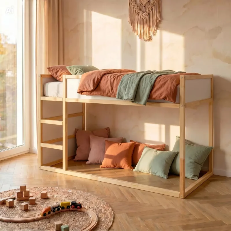 IKEA KURA Bett Podest mit extra großer Schublade NestUp Storage XL Naturholz - vorher