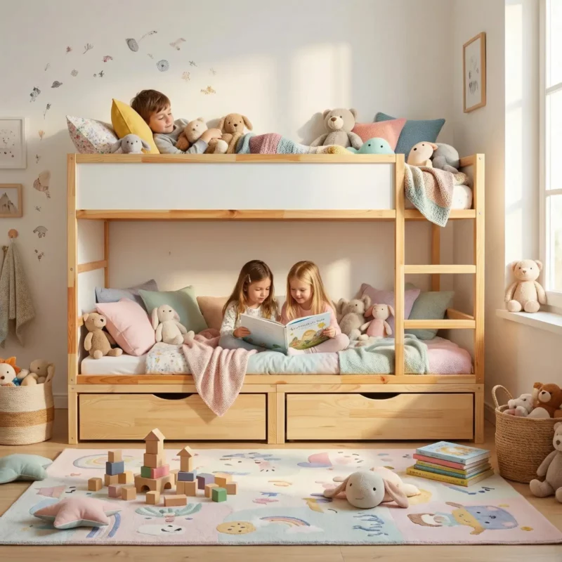 IKEA KURA Bett Podest mit zwei Schubladen NestUp Storage Front Kiefer
