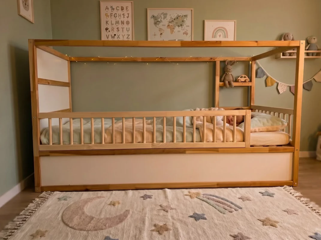 IKEA KURA Bett Schutzgitter mit runden Sprossen ROLO DUO 165×90 - nachher