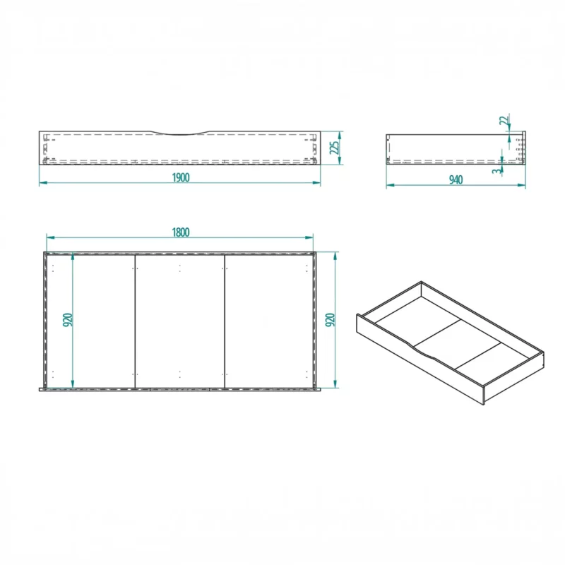 IKEA KURA Bett Stauraum Podest mit XL Schublade NestUp Storage XL Front Weiß - scheme