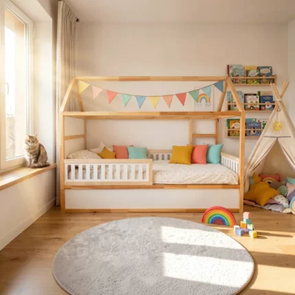 IKEA KURA Bett Untere Absturzsicherung VELO TRE 165×90×90 aus Holz und MDF