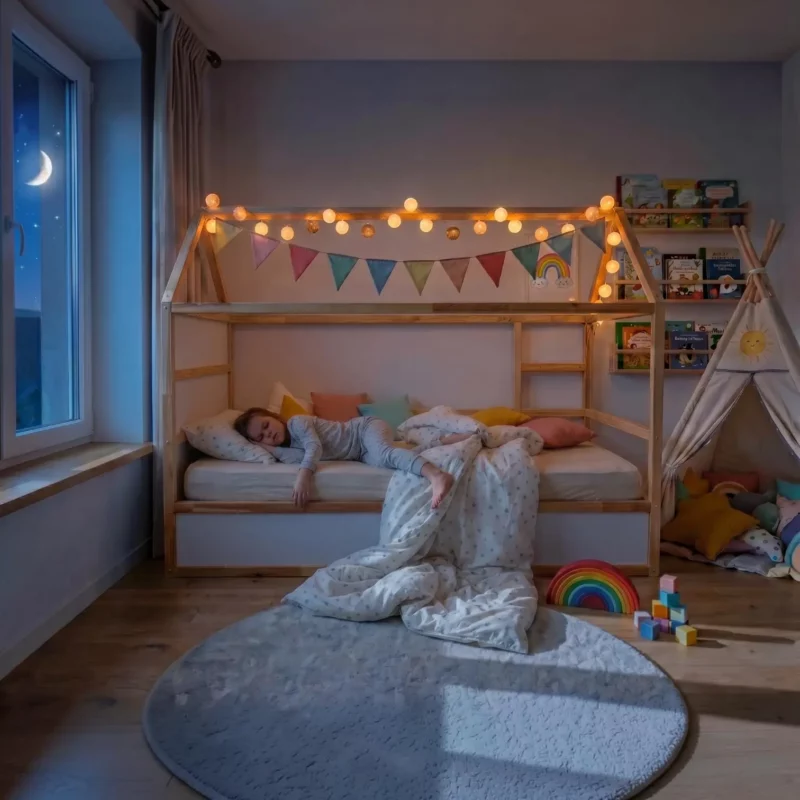 IKEA KURA Bett Untere Absturzsicherung VELO TRE 165×90×90 aus Holz und MDF - vorher