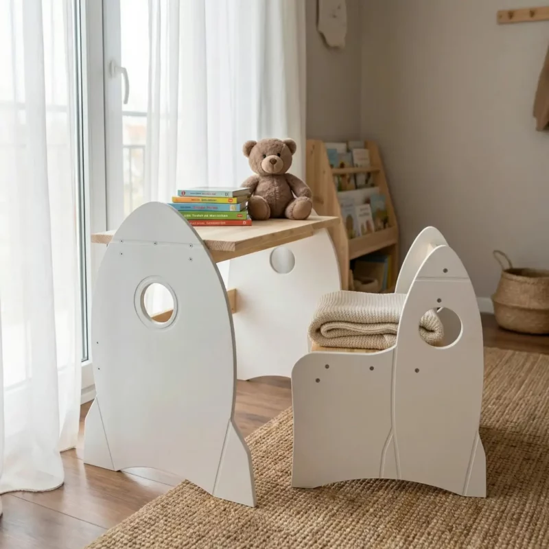 IKEA Kura Bett Montessori Tisch und Stuhl RAKIETA Weiß (10)