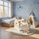 IKEA Kura Bett Montessori Tisch und Stuhl RAKIETA Weiß