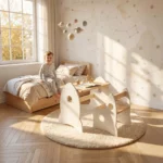 IKEA KURA Bett Montessori Tisch und Stuhl RAKIETA Weiß – Bild 2