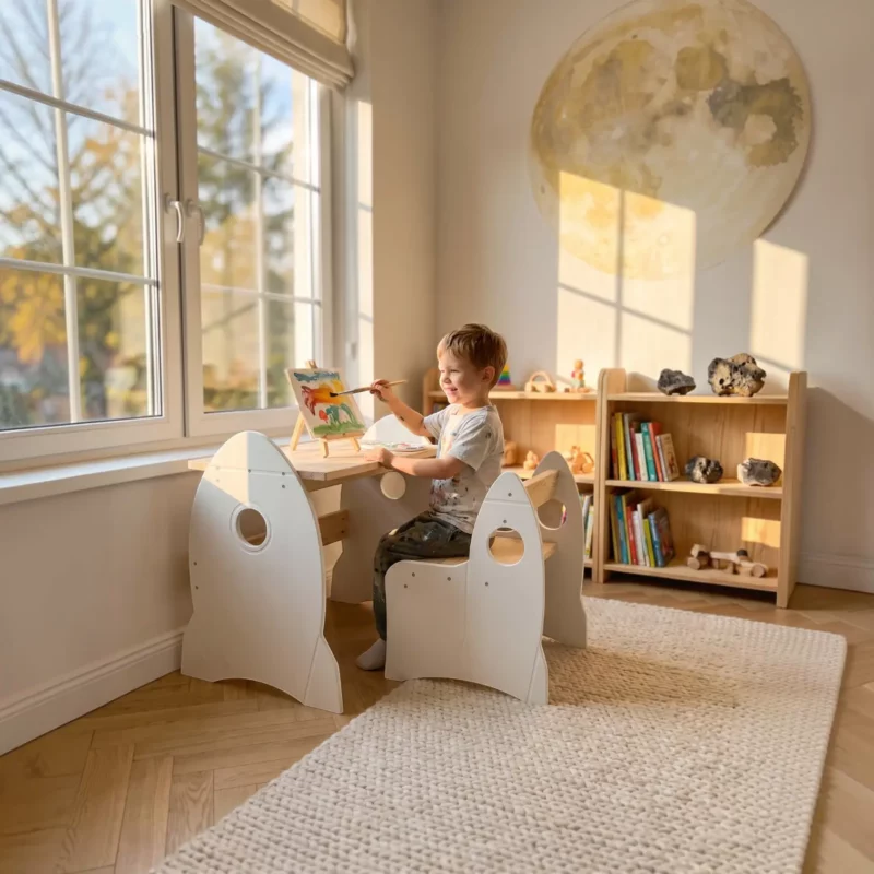 IKEA Kura Bett Montessori Tisch und Stuhl RAKIETA Weiß (8)