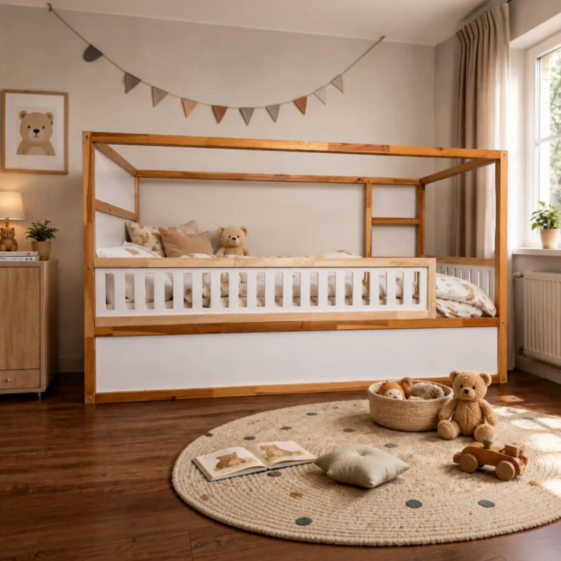 IKEA KURA Bett Untere Absturzsicherung VELO DUO 165×90 aus Holz und MDF